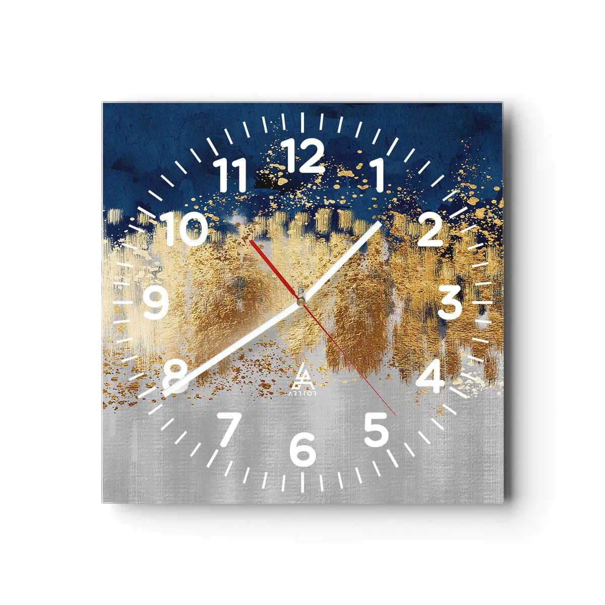 Ceas de perete - Ceas pe sticlă - Compoziție modernă cu bliț - 30x30 cm