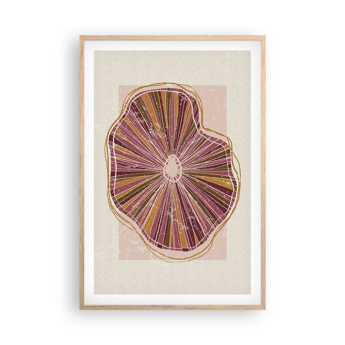 Poster în ramă de stejar deschis - Abstracția radială - 61x91 cm