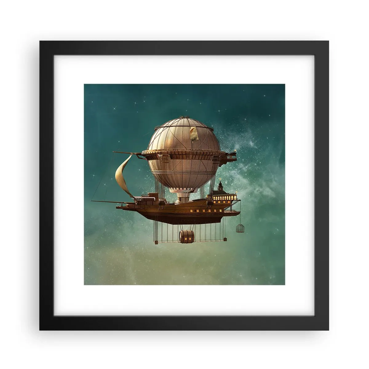 Poster în ramă neagră - Jules Verne vă transmite salutări - 30x30 cm