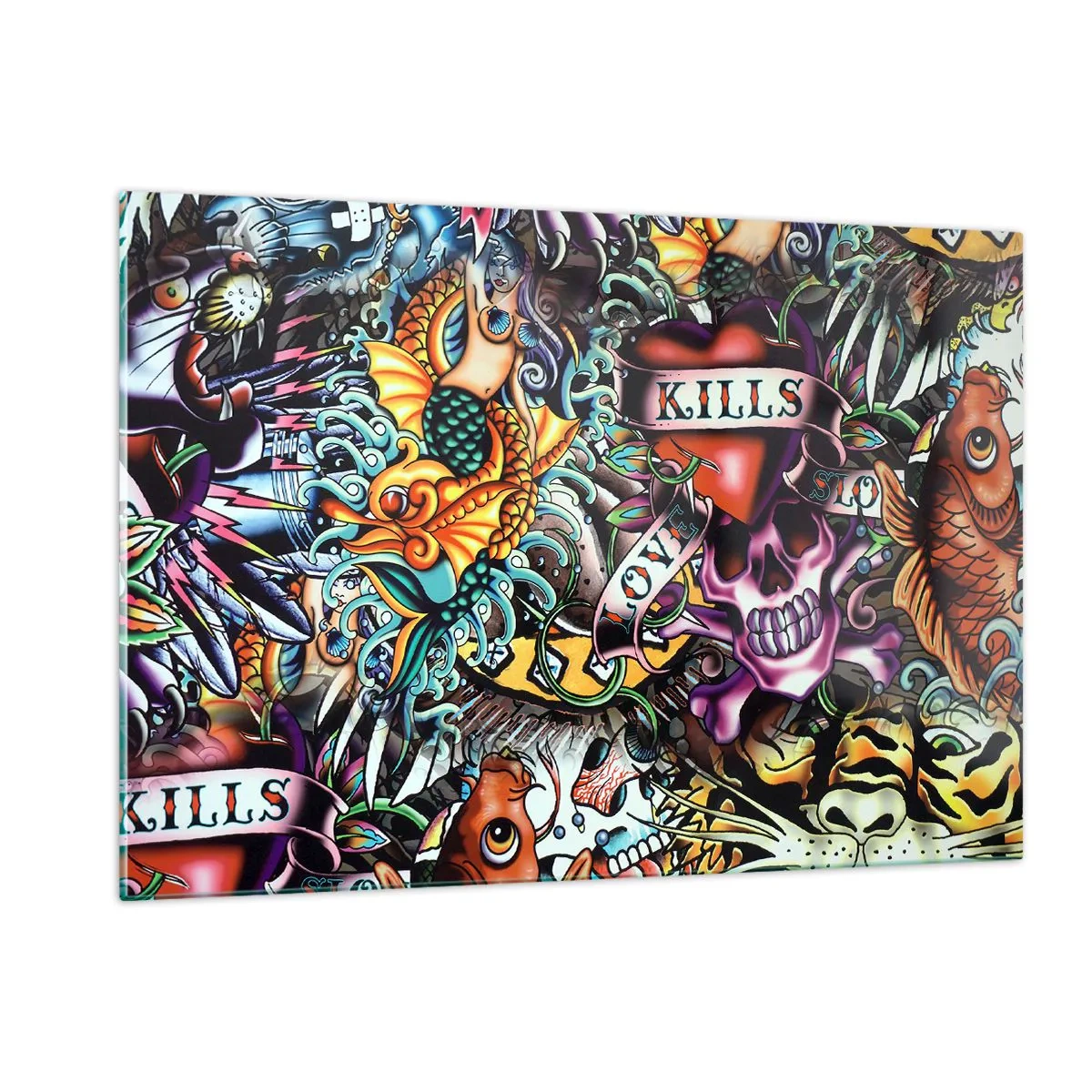 Tablou pe sticlă - Visul unui artist tatuator - 120x80 cm