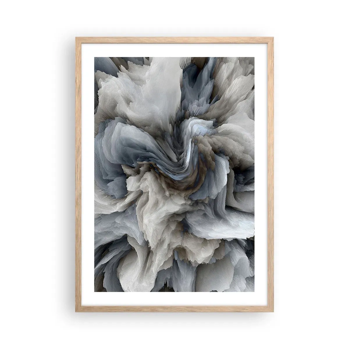 Poster în ramă de stejar deschis - Piatră și floare - 50x70 cm