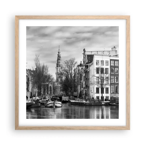 Poster în ramă de stejar deschis - Amsterdam vibes - 50x50 cm