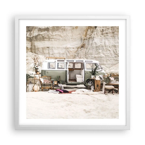 Poster în ramă albă - Să înceapă călătoria - 50x50 cm