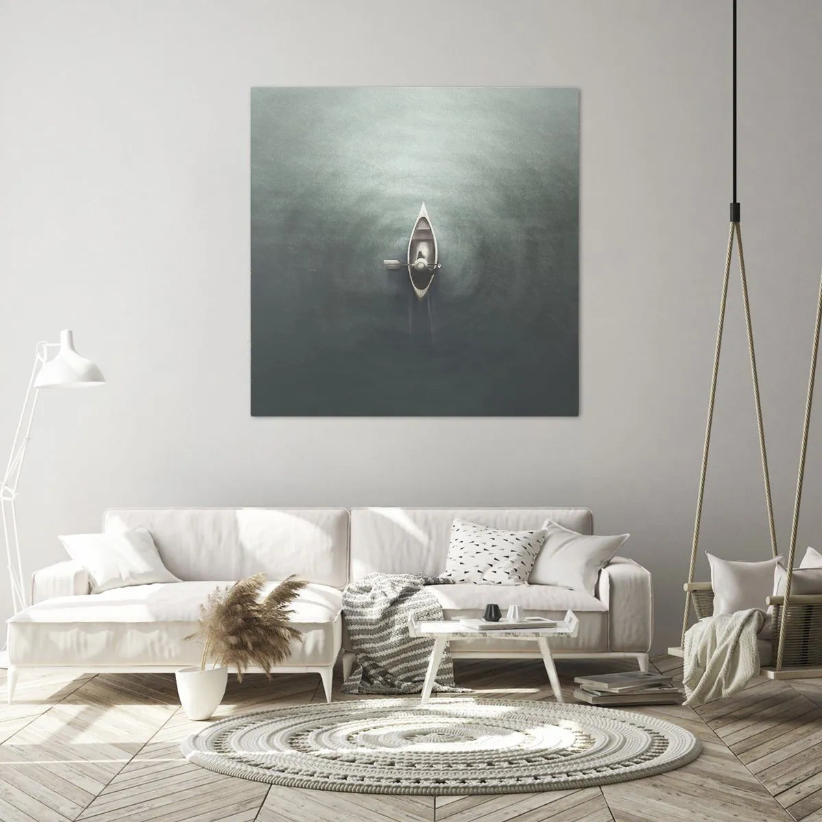 Tablou pe pânză - Peste lacul luminat de lună - 70x70 cm