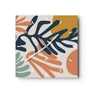 Ceas de perete - Ceas pe sticlă - Mări de corali - 30x30 cm