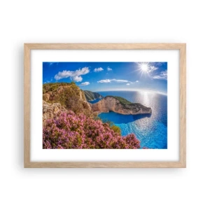 Poster în ramă de stejar deschis - Marea mea vacanță grecească - 40x30 cm