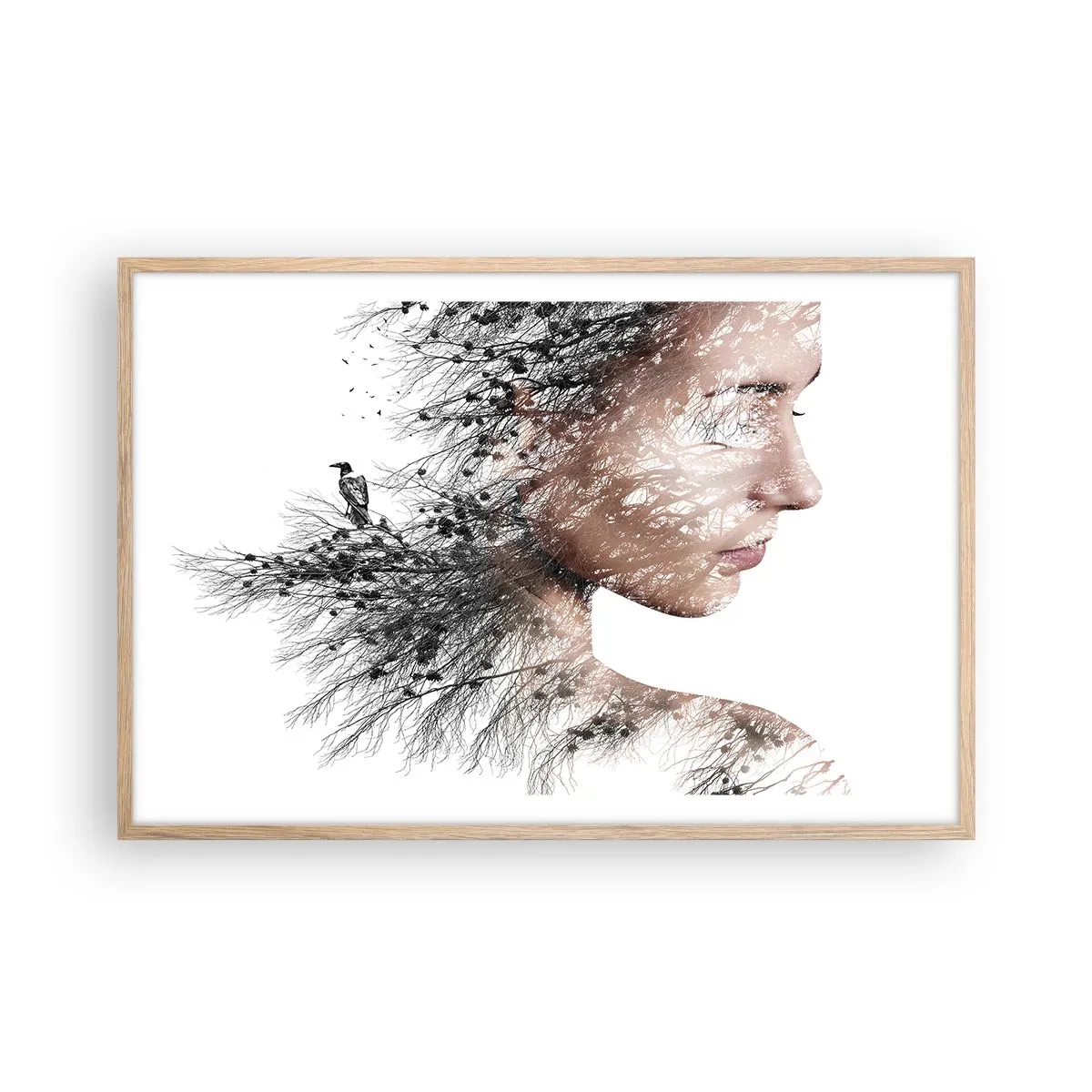 Poster în ramă de stejar deschis - Spiritul pădurii - 91x61 cm