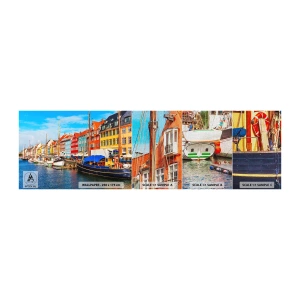 Mostră tapet Premium Canvas - Portul vesel - Copenhaga, Oras vechi, Arhitectură - 100x30 cm