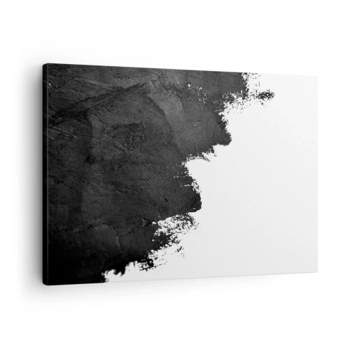 Tablou pe pânză Canvas - Abstracție alb-negru cu tușe contrastante - 70x50cm - Elemente: pământ - Decorațiune modernă pentru perete pentru living și dormitor ARTTOR