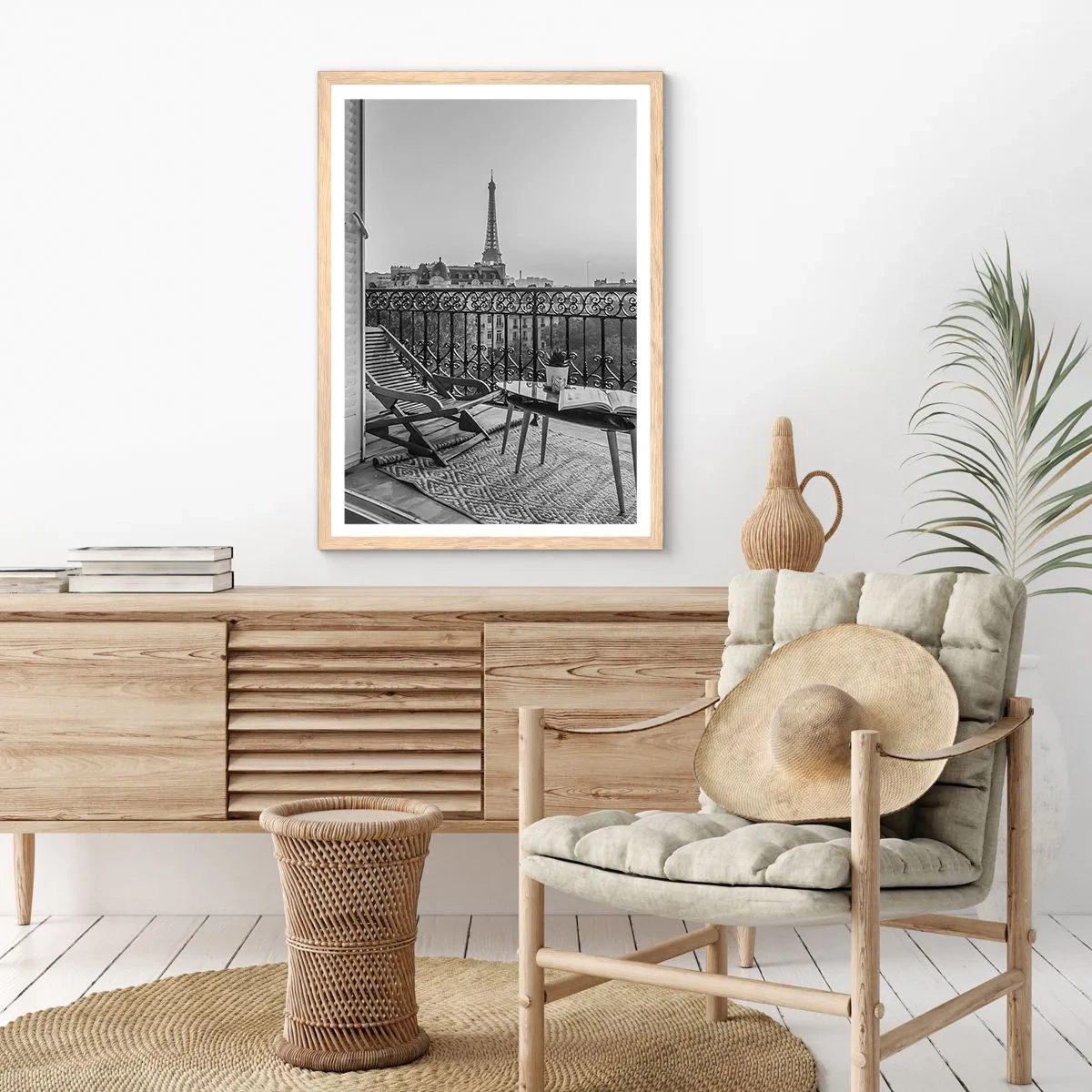 Poster în ramă de stejar deschis - După-amiază pariziană - 70x100 cm