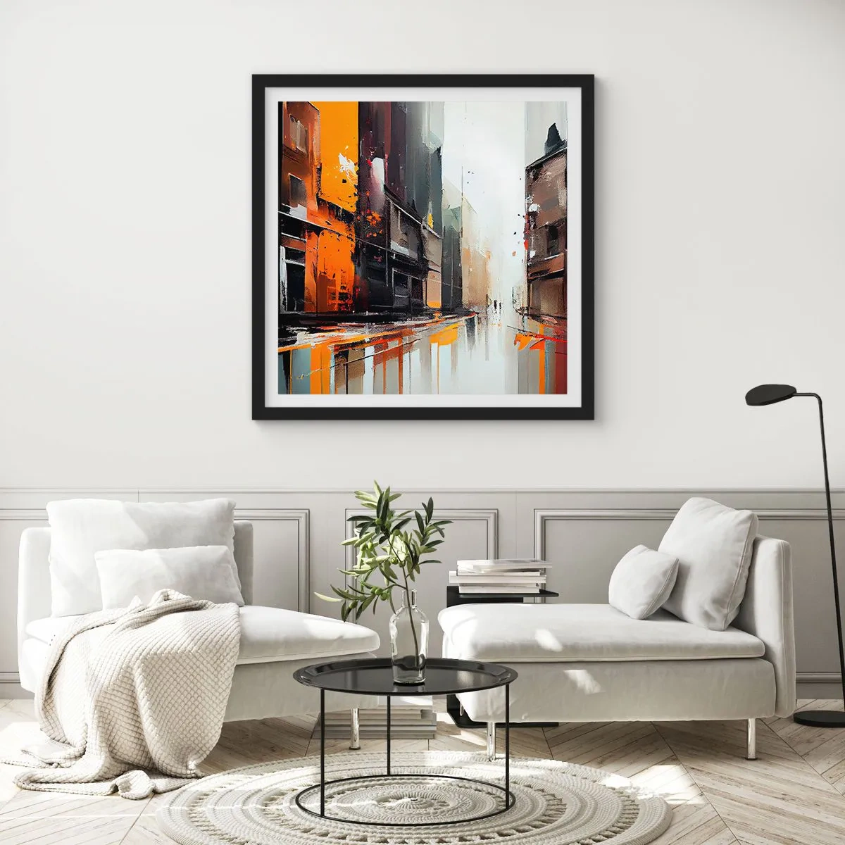 Poster în ramă neagră - O zi ploioasă - 40x40 cm