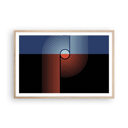 Poster în ramă de stejar deschis - Într-o îmbrăţişare geometrică - 91x61 cm