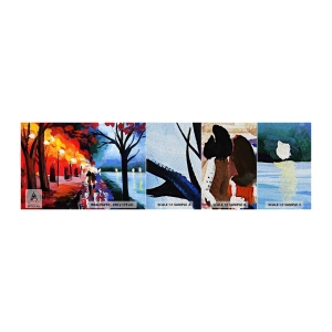 Mostră tapet Premium Sand - Toamnă înflăcărată în parc - Abstracția, Peisaj, Aleea Parcului - 100x30 cm