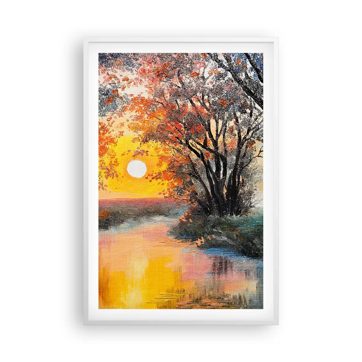 Poster în ramă albă - Atmosferă de toamnă - 61x91 cm