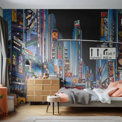 Tapet Premium Sand - O noapte mare și comică - Oraș, Arhitectură, New York - 150x105 cm