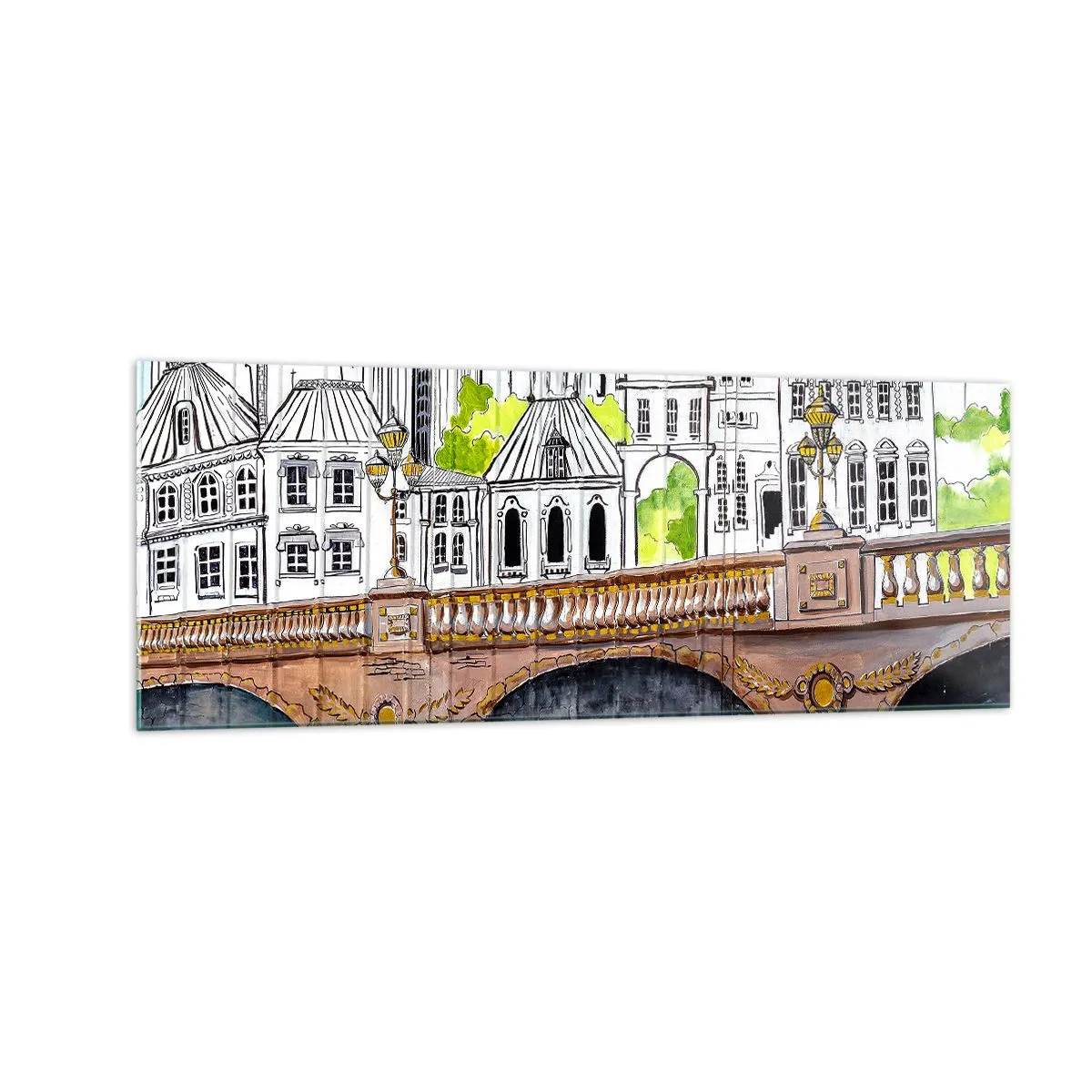 Tablou pe sticlă - Orașul frumos ca o pictură - 140x50 cm
