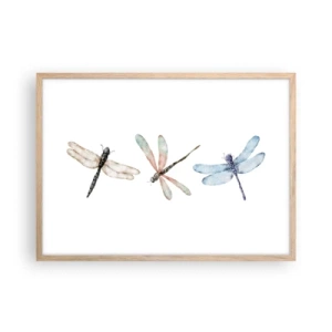 Poster în ramă de stejar deschis - Libelule imponderabile - 70x50 cm