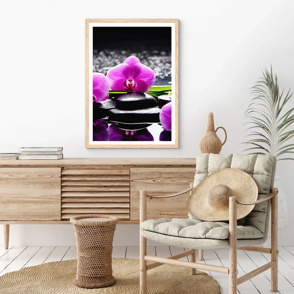 Poster în ramă de stejar deschis - Să te scufunzi în pace și liniște - 70x100 cm