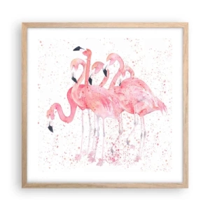 Poster în ramă de stejar deschis - Ansamblul roz - 50x50 cm
