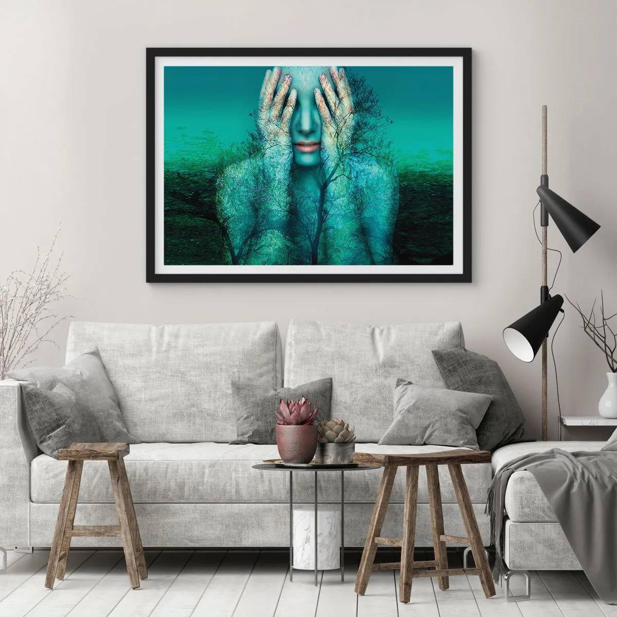 Poster în ramă neagră - Scufundată în albastru - 40x30 cm