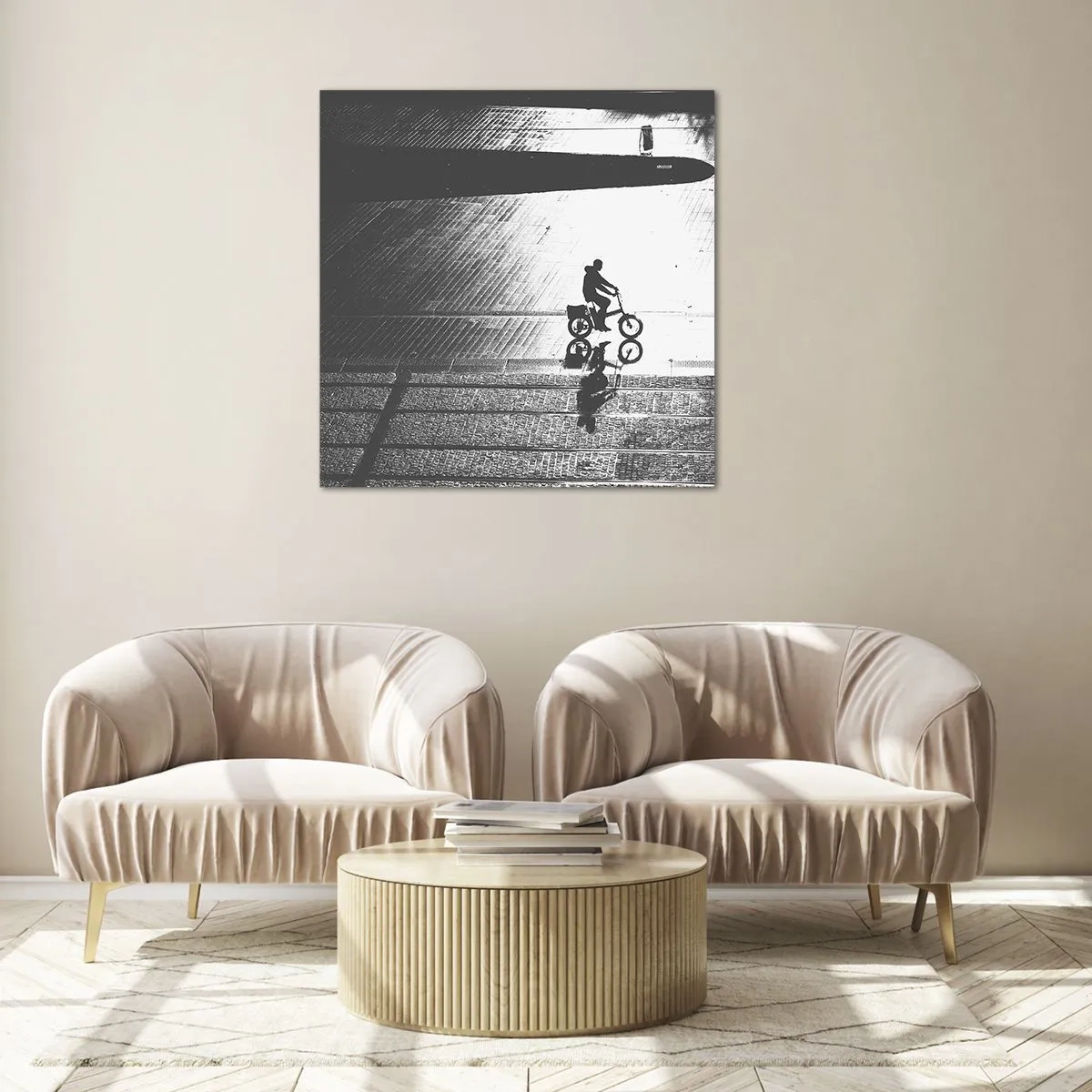 Tablou pe sticlă - Înainte, prin oraș - 70x70 cm