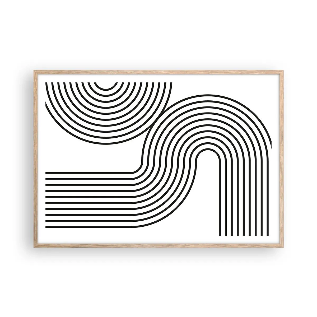 Poster în ramă de stejar deschis - Pe o curbă - 100x70 cm