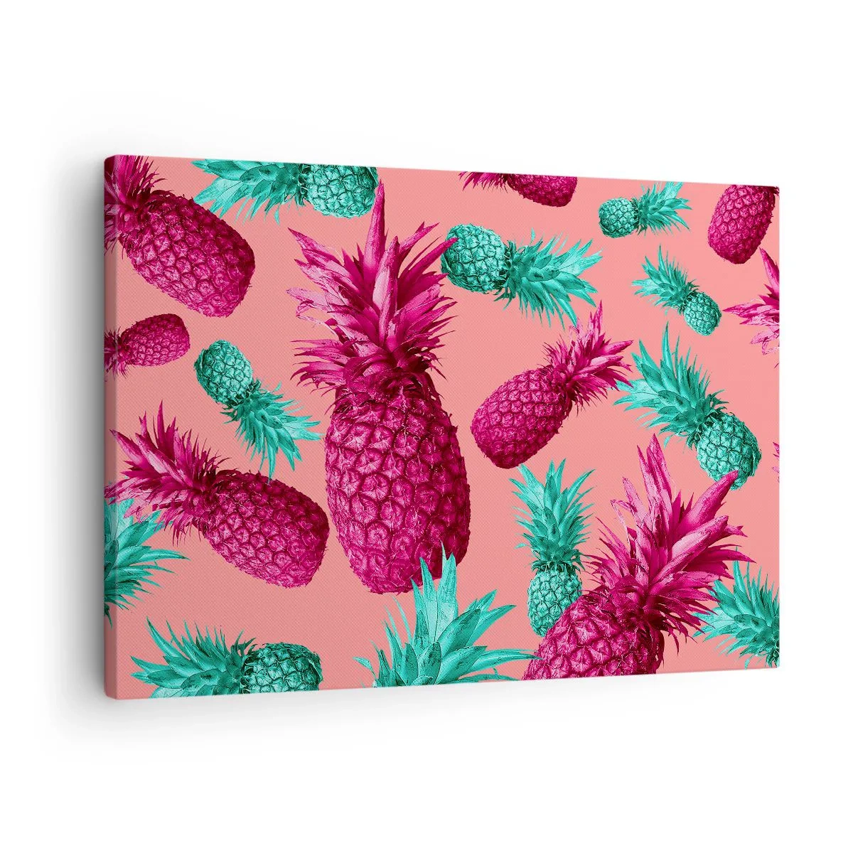 Tablou pe pânză Canvas - Ananas exotic în culori roz și turcoaz - 70x50cm - Libertatea e dulce - Decorațiune modernă pentru perete pentru living și dormitor ARTTOR