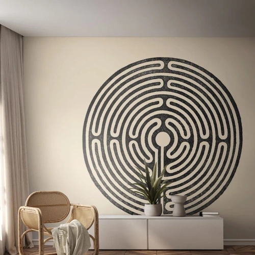 Tapet Premium Canvas - Ordine secretă - Labirint, Minimalism, alb-negru - 400x280 cm