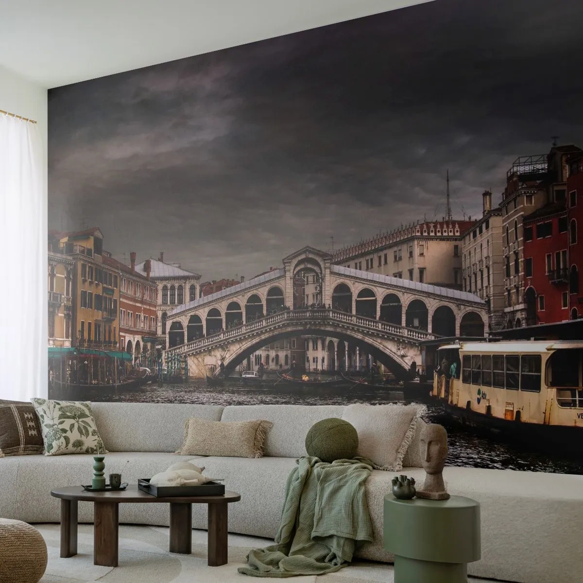 Tapet Premium Canvas - Promisiunea unei seri venețiene - Oraș, Veneția, Pod - 150x105 cm