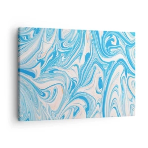 Tablou pe pânză Canvas - Vârtejuri abstracte în stil marmoră albastră și albă - 70x50cm - Splash în turcoaz - Decorațiune modernă pentru perete pentru living și dormitor ARTTOR