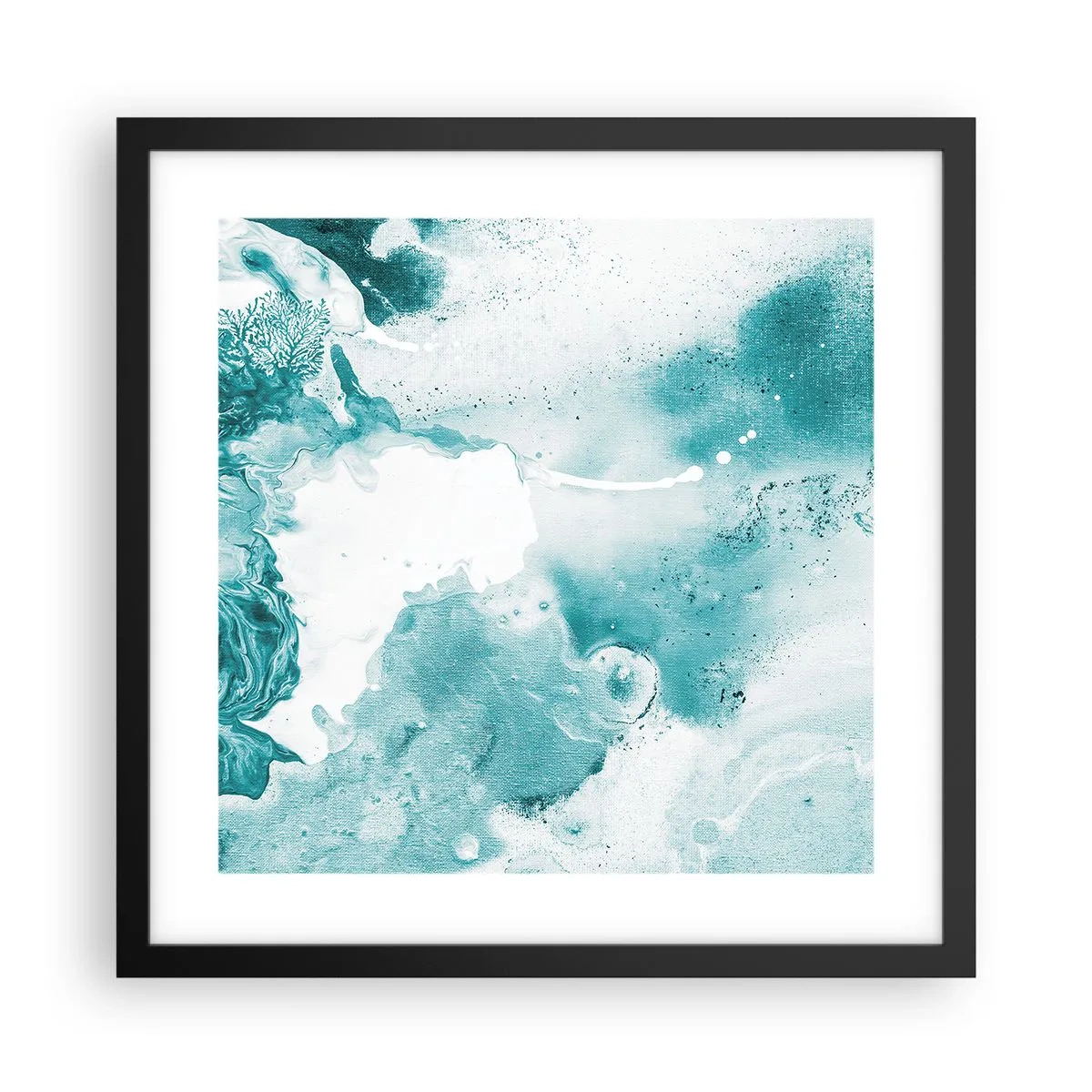 Poster în ramă neagră - Câmpii inundabile de albastru - 40x40 cm