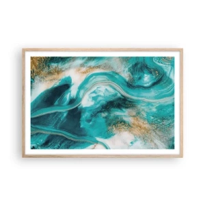 Poster în ramă de stejar deschis - Râul de aur - 91x61 cm