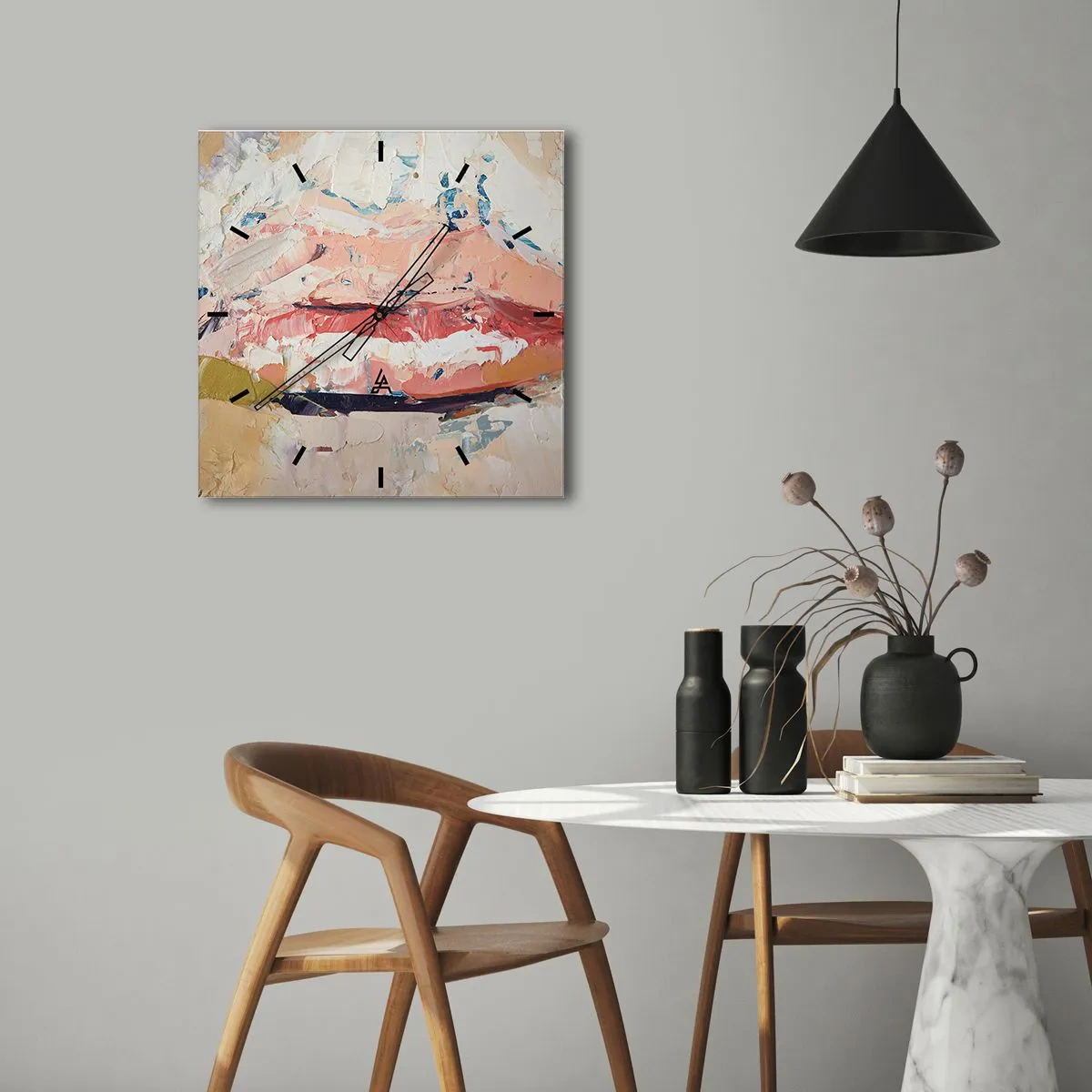 Ceas de perete - Ceas pe sticlă - Trezește simțurile - 40x40 cm