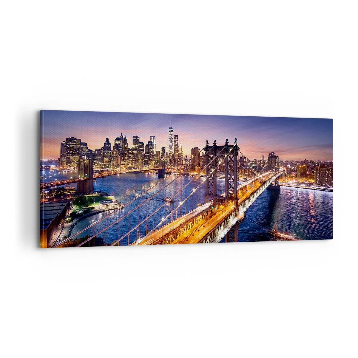 Tablou pe pânză - Pe un pod luminos către inima orașului - 100x40 cm