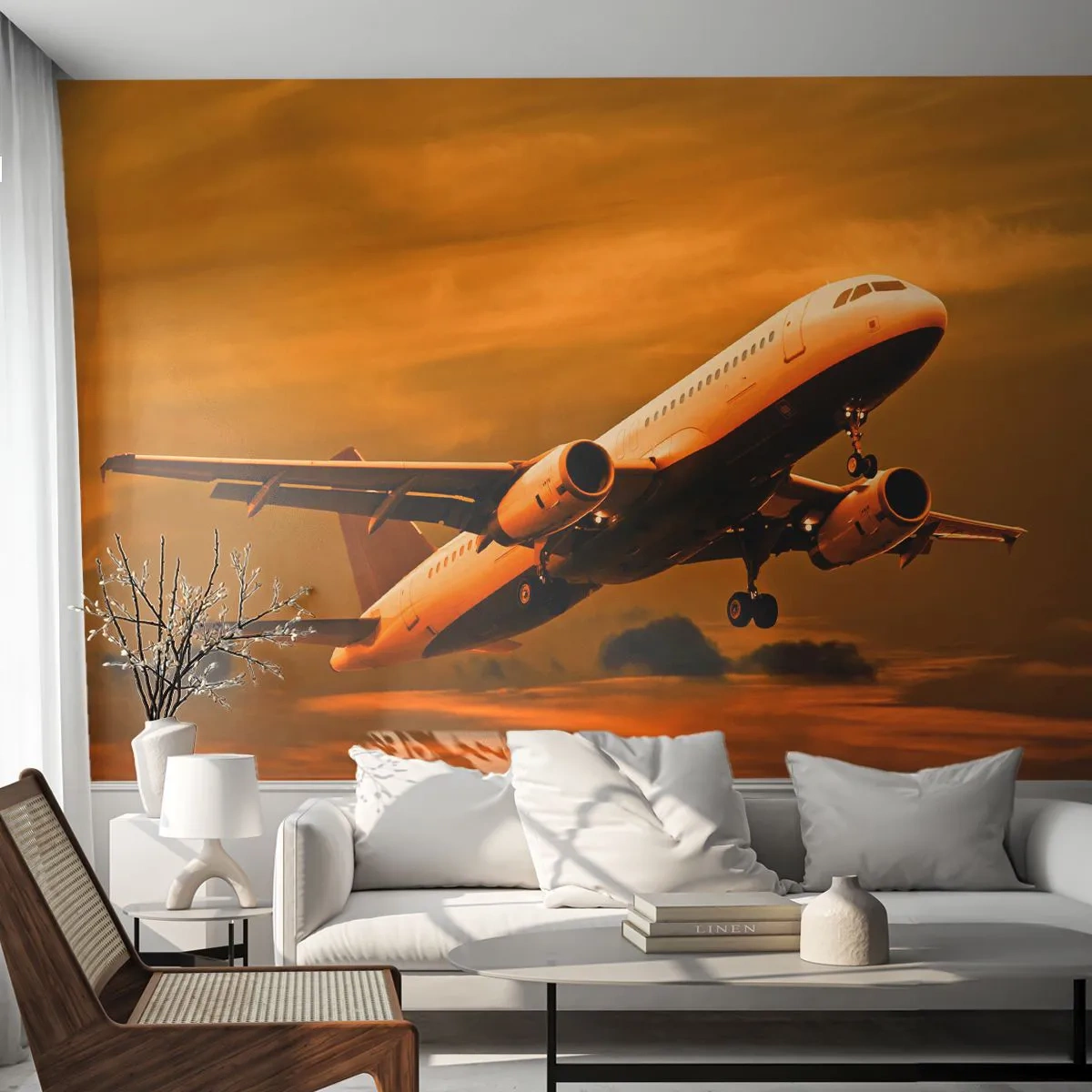 Tapet Standard Eco - Zbor spre soare - Avion, excursie, Apus de soare - 200x140 cm