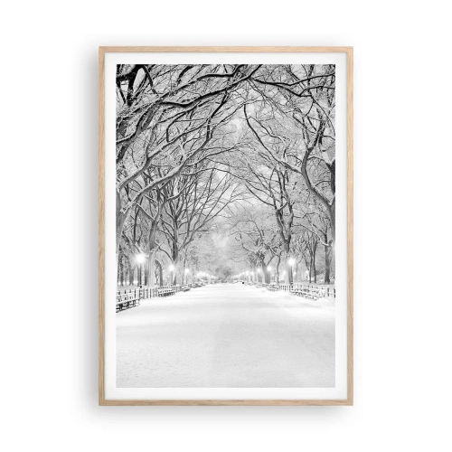 Poster în ramă de stejar deschis - Cele patru anotimpuri – iarna - 70x100 cm