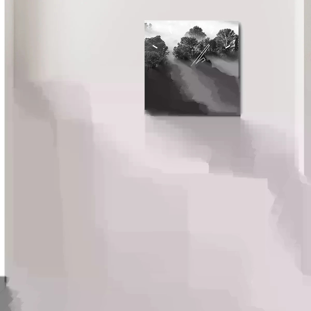 Ceas de perete - Ceas pe sticlă - Trezindu-se din somn - 40x40 cm