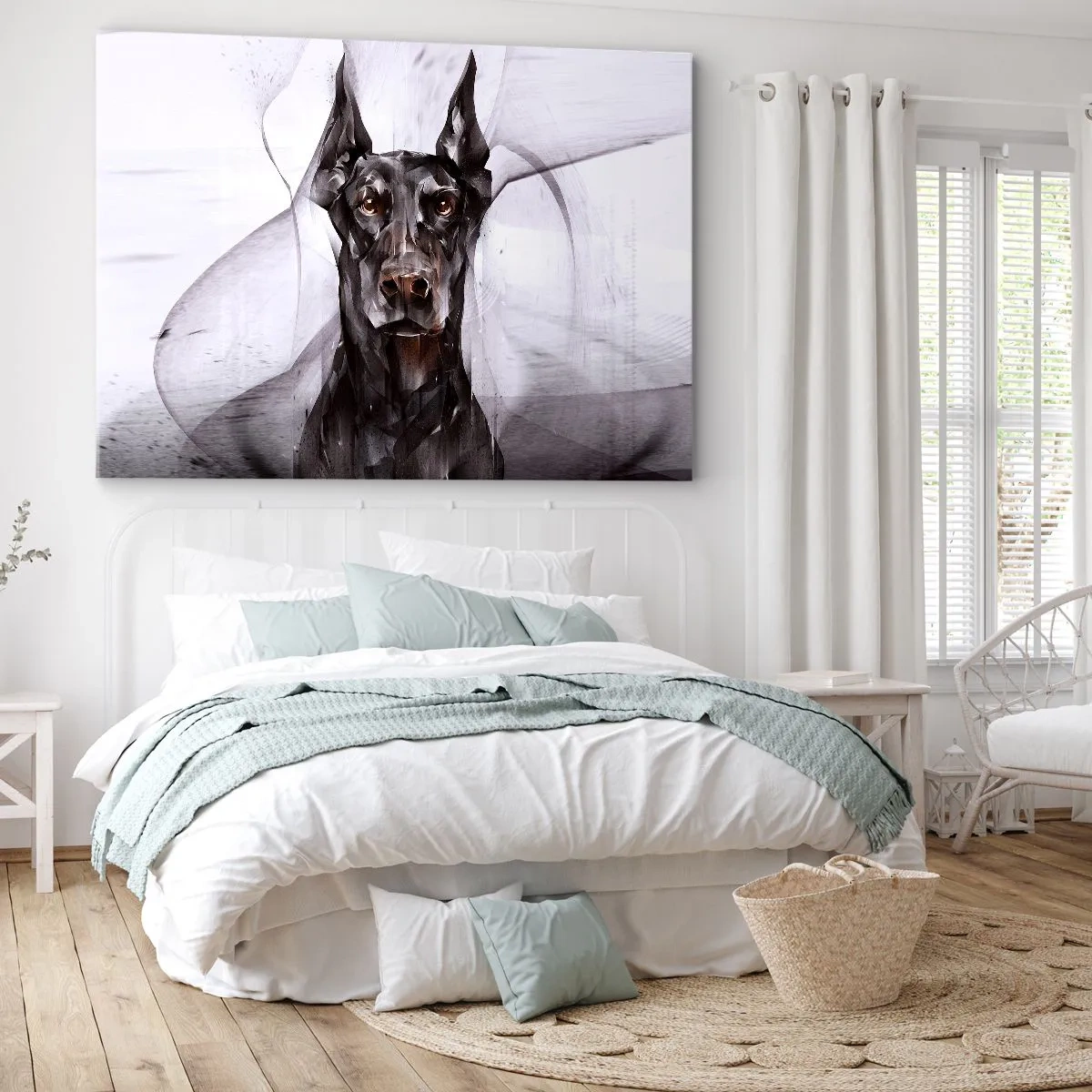 Tablou pe pânză Canvas - Portret abstract al unui câine într-o abordare artistică - 70x50cm - Născut cu noblețe - Decorațiune modernă pentru perete pentru living și dormitor ARTTOR