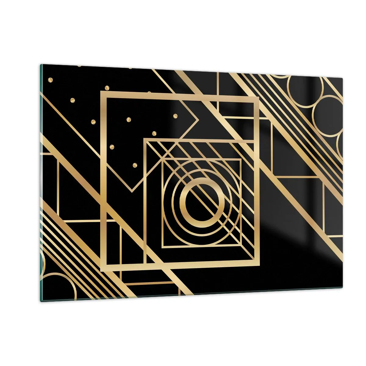 Tablou pe sticlă - Geometrie de aur - 120x80 cm