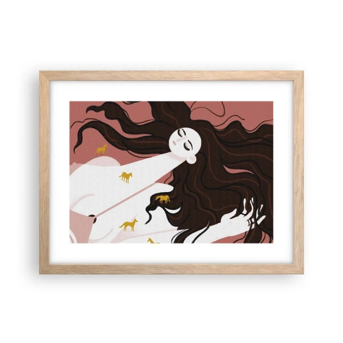 Poster în ramă de stejar deschis - Visul despre calul de aur - 40x30 cm