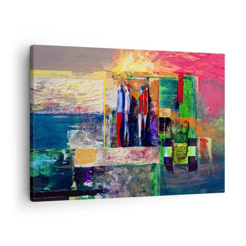 Tablou pe pânză Canvas - Compoziție abstractă cu figuri și modele geometrice - 70x50cm - Relații și emoții - Decorațiune modernă pentru perete pentru living și dormitor ARTTOR