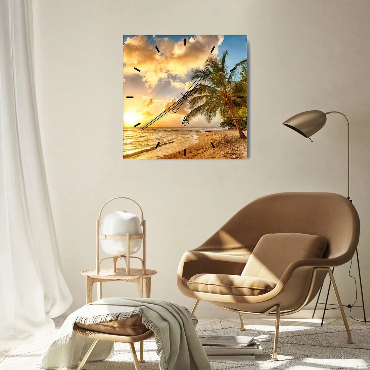 Ceas de perete - Ceas pe sticlă - Vară eternă, întotdeauna o vacanță - 40x40 cm