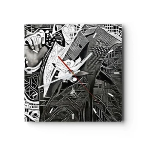 Ceas de perete - Ceas pe sticlă - Doar un om aparent gri - 30x30 cm