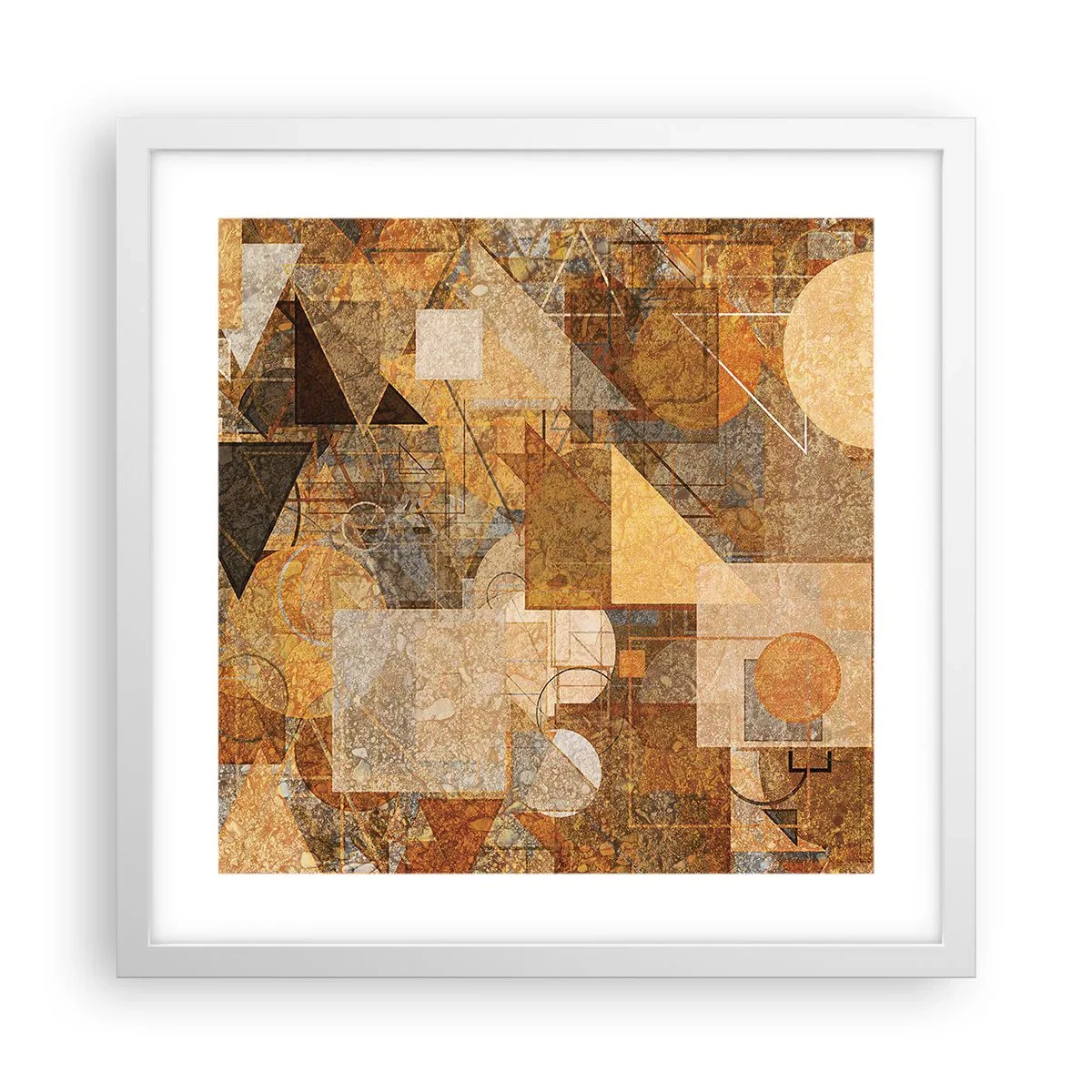 Poster în ramă albă - Studiu cubist de bronz - 40x40 cm