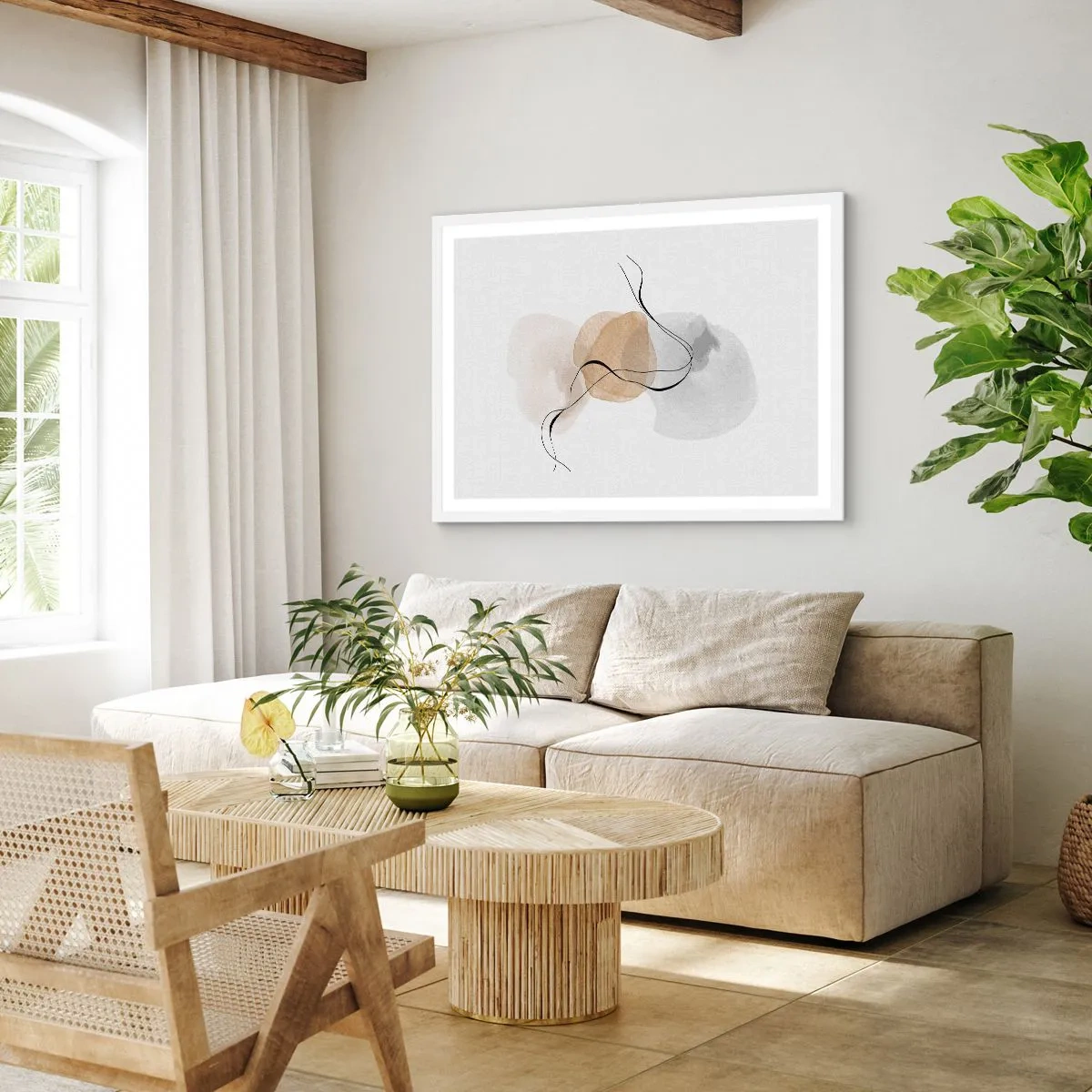 Poster în ramă albă - Mărgele de aer - 91x61 cm