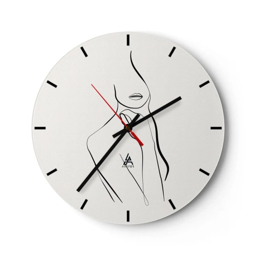 Ceas de perete - Ceas pe sticlă - Valuri în nuanțe de bej și maro creând o structură geometrică - 30x30cm - Val de melancolie - Decorațiune modernă pentru perete pentru living, bucătărie și dormitor ARTTOR