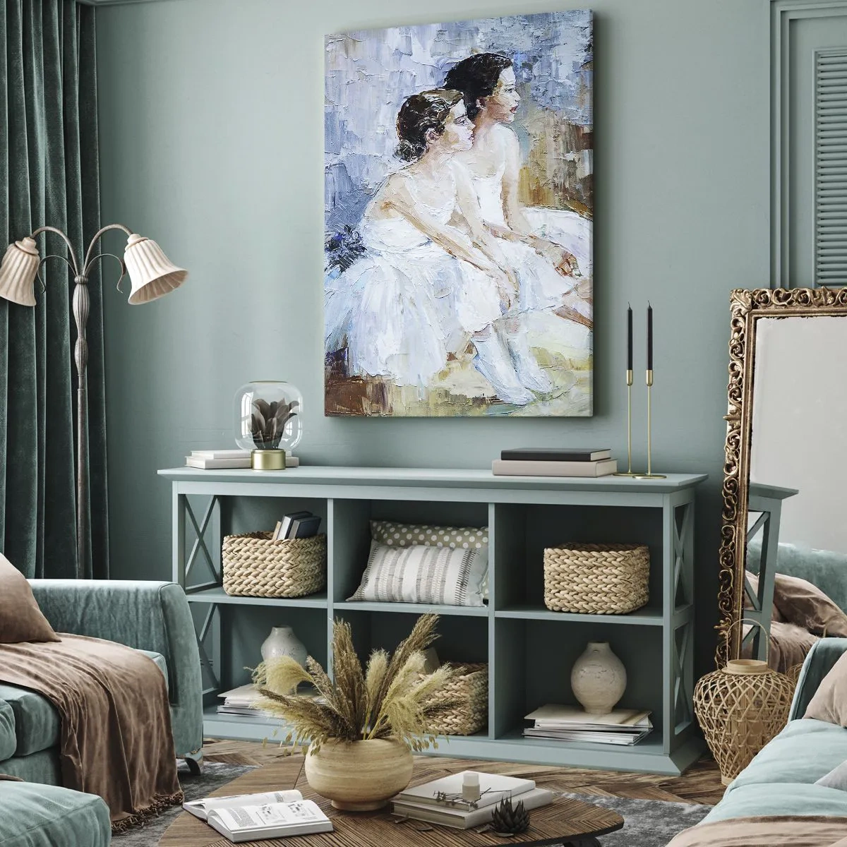 Tablou pe pânză - Odihna lebedelor tinere - 45x80 cm