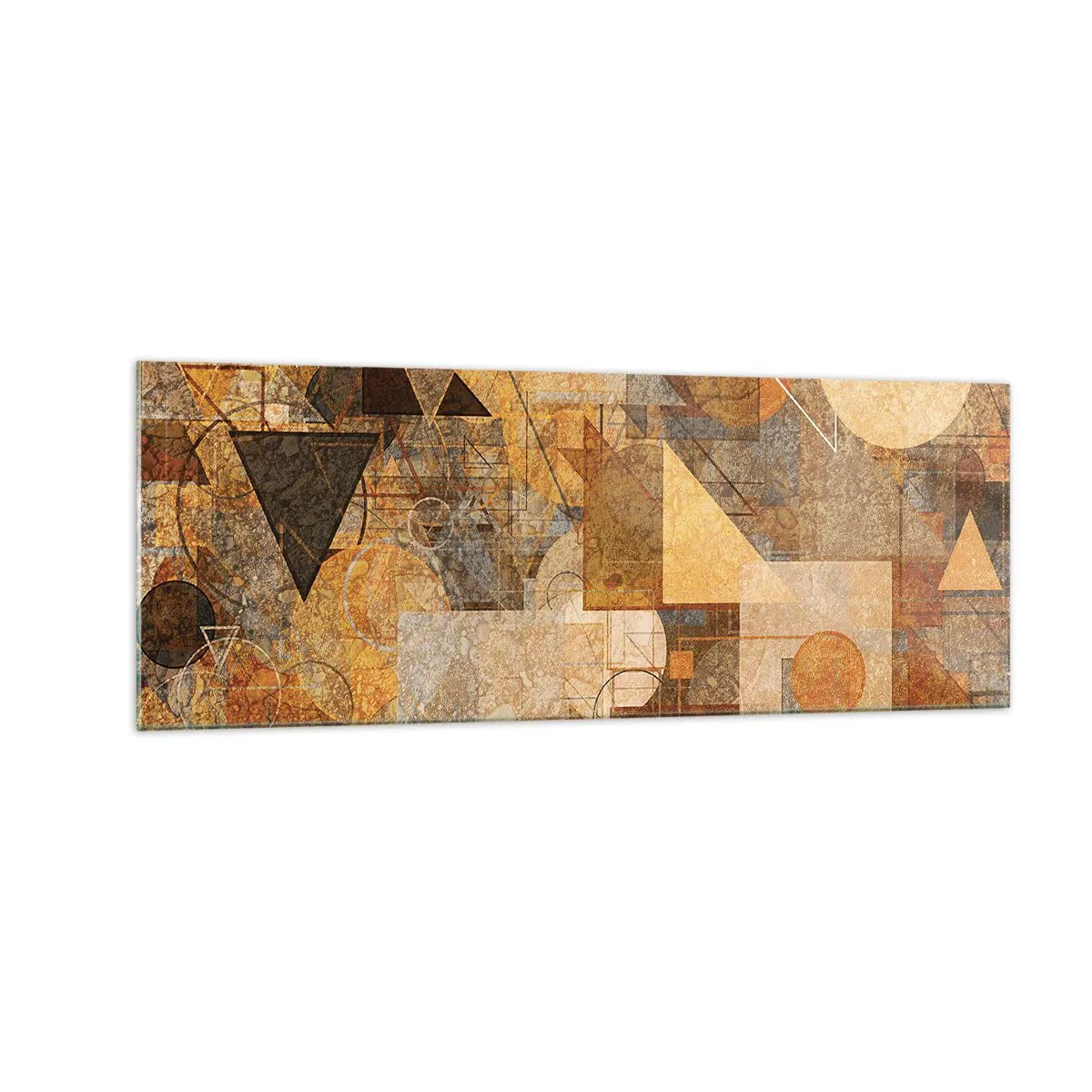 Tablou pe sticlă - Studiu cubist de bronz - 140x50 cm