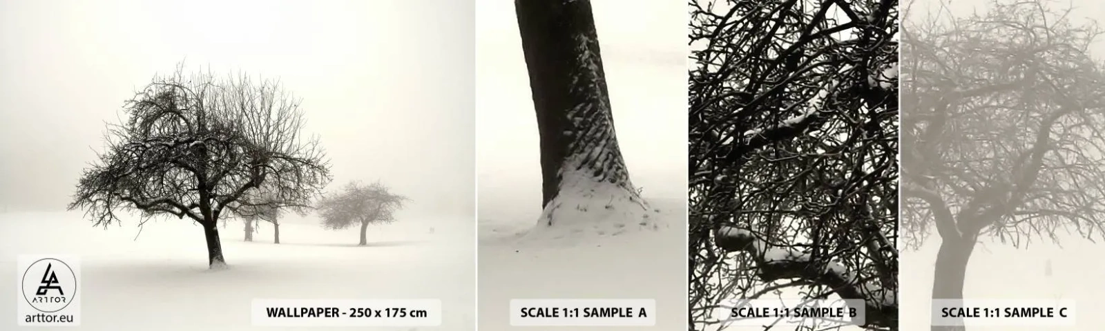 Mostră de Tapet Standard Eco - Hibernare - Grafică, Copac, Natură - 100x30 cm