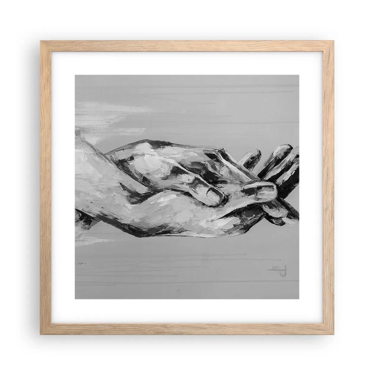 Poster în ramă de stejar deschis - Începutul... - 40x40 cm